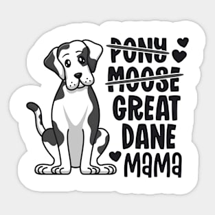 Funny Harlequin Great Dane Mama Pony Moose Dog Mom Sticker